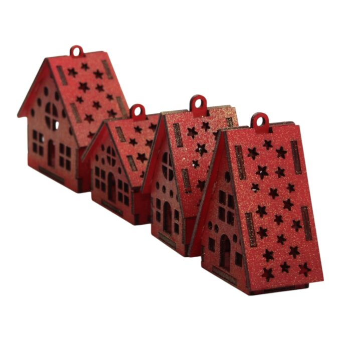 Set 4 Căsuțe decorative cu agățătoare